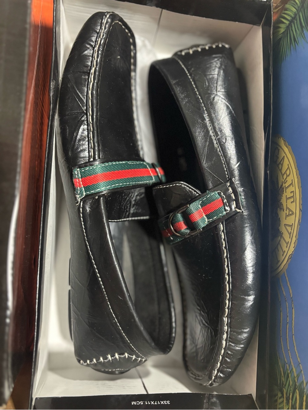 PRE-OWNED BOX Samento Laurenzini Italian Men’s Black Driving Leather Loafers 11